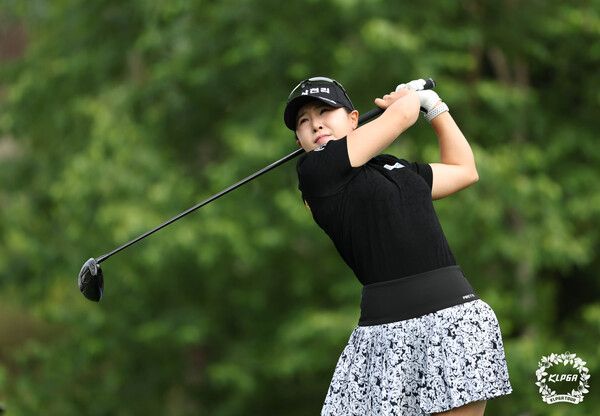 고지우 맥콜모나용평 오픈 withSBSGolf 1R 10번홀 티샷. 사진제공 KLPGA&nbsp;&nbsp;