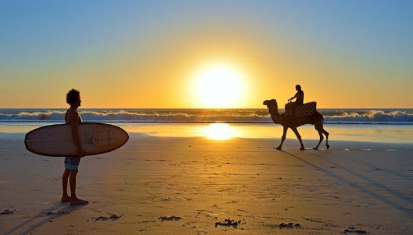 Surfer-camel-sunset [사진=모로코관광청]