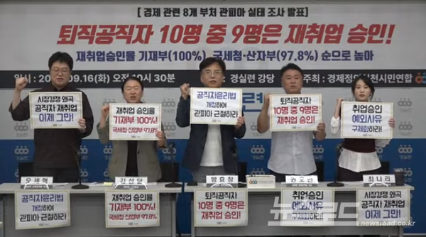 경실련 관계자들이 기자회견을 하는 모습 [사진=뉴스로드]