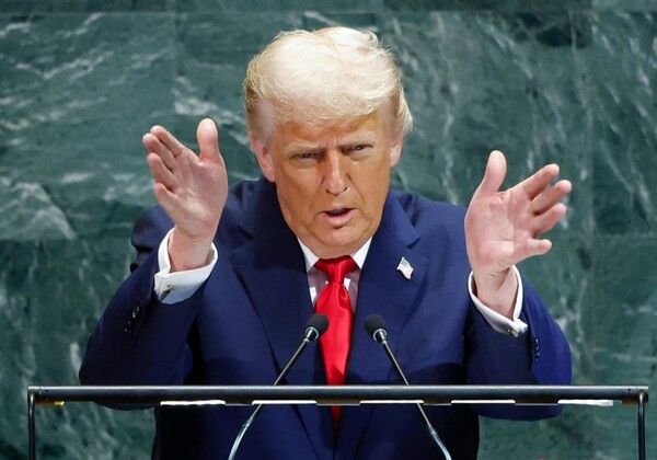 트럼프 대통령이 유엔총회서 기조연설을 하는 모습 [사진=연합뉴스]