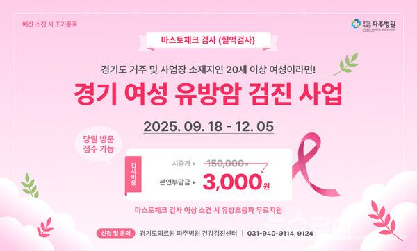 ‘경기 여성 유방암 검진사업’&nbsp; 홍보물/사진=경기도의료원 파주병원