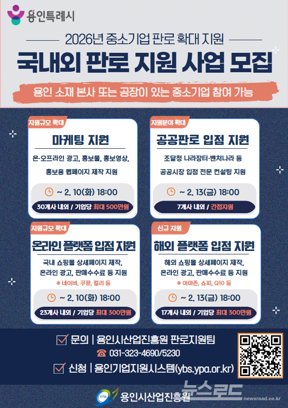 2026년 국내외 판로 지원사업 모집공고 홍보포스터/사진=용인시산업진흥원