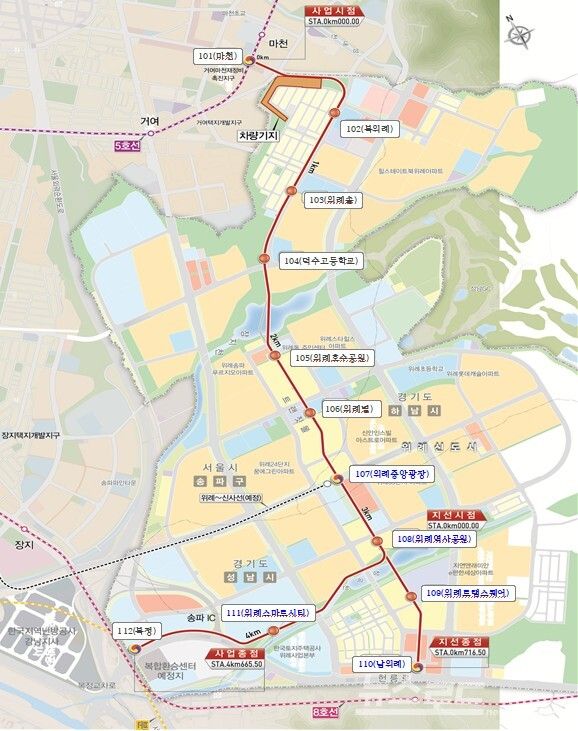 위례선(트램) 노선도/사진=성남시