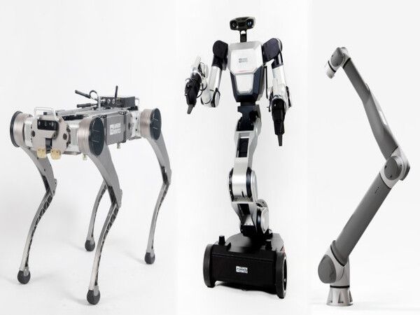 (왼쪽부터)레인보우로보틱스가 기존에 개발한 4족로봇, 이동형 양팔로봇, 협동로봇 [사진=레인보우로보틱스]