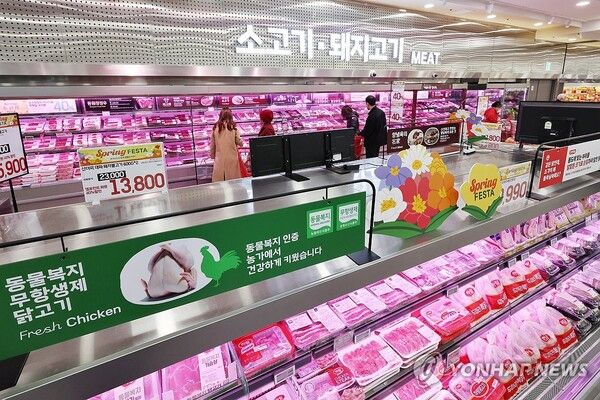 소·돼지·닭고기 가격 두 자릿수 '껑충'…밥상물가 고공행진/연합뉴스
