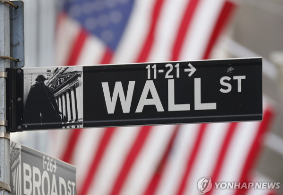 New York Wall Street road sign/yonhap news