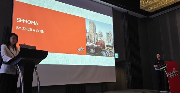 올 10월 샌프란시스코 현대미술관(SF MOMA)에서 개최될 예정인 BTS ‘RM × SFMOMA’ 전시회에 대한 소개가 진행되고 있다. [사진=서진수기자]