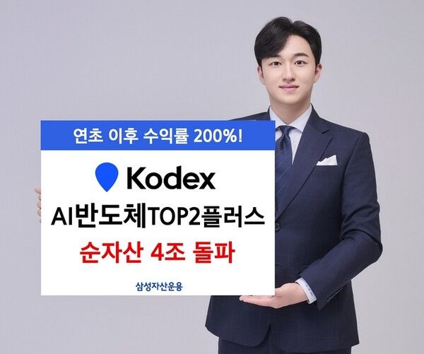 삼성자산운용의 ‘KODEX AI반도체TOP2플러스’ ETF가 연초 이후 수익률 201.6%를 돌파하며, 순자산 4조1914억원을 기록했다/사진=삼성자산운용 제공