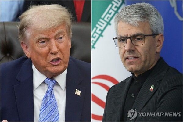 트럼프 대통령과 바가이 이란 외교부 대변인 [사진=AP/ 연합뉴스]