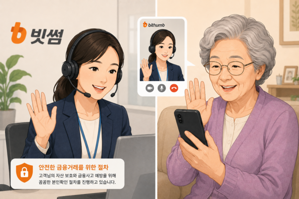 빗썸, 초고령층 대상 '영상통화 확인' 도입(본 이미지는 보도자료 이해를 돕기 위해 생성형 AI로 제작된 이미지입니다)/빗썸제공