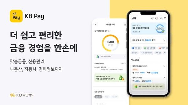 KB국민카드(사장 김재관)가 고객이 필요한 금융서비스를 더욱 쉽고 편리하게 이용할 수 있도록 KB Pay 금융서비스와 신용관리서비스를 전면 개편했다/이미지=KB국민카드 제공