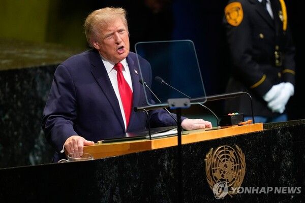 트럼프 대통령이 유엔총회에서 연설하는 모습 [사진=AP/연합]