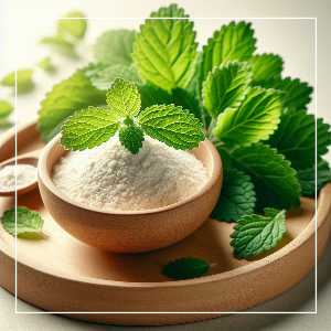 스테비아 알룰로스 식물과 가루