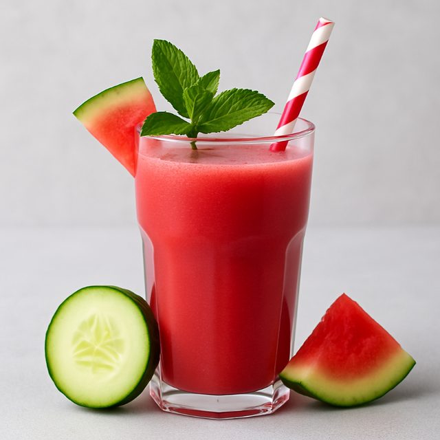 수박 민트 오이 주스 컵