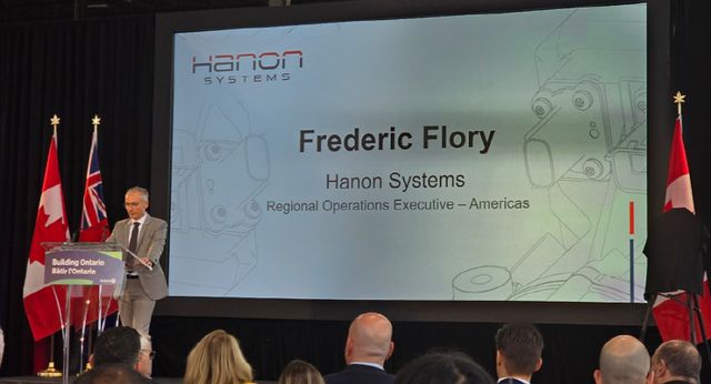 프레데릭 플로리 미주지역 총괄 부사장이 연설하고 있다. 사진:한온시스템