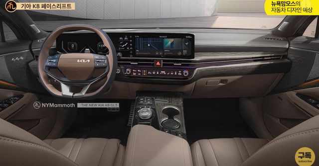 사진 : 기아 K8 페이스리프트 실내 예상도 (출처=NYMammoth)