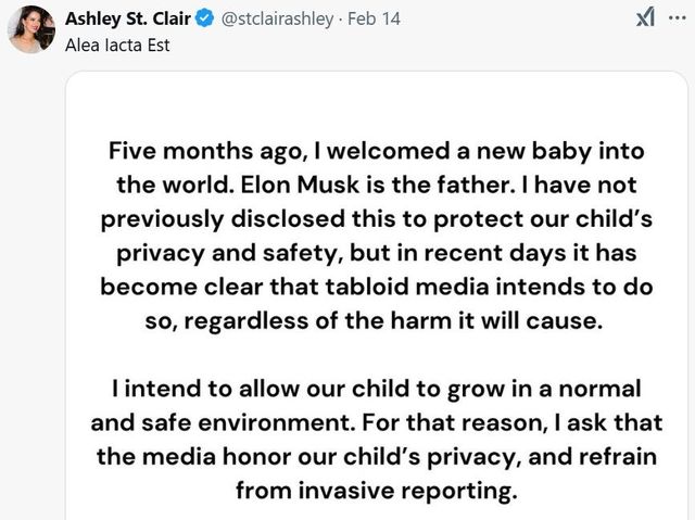 애슐리 세인트 클레어가 엑스에 올린 글 (출처 : X 게시물 캡처)