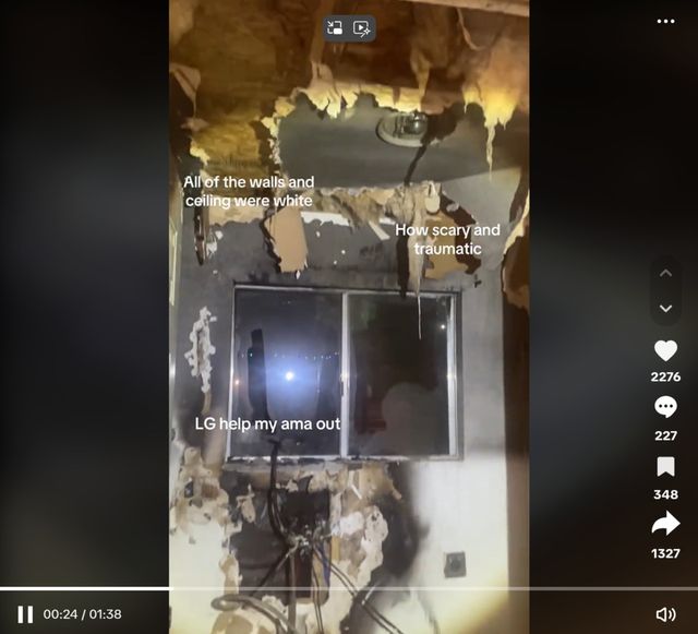 미국의 한 가정에서 LG전자 세탁기가 전원이 꺼진 채로 화재가 발생해 논란이 커지고 있다. (출처 : TikTok savaanah_g)