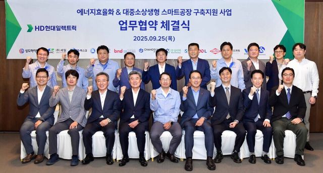 HD현대일렉트릭이 25일(목) 울산에서 HD현대일렉트릭 김영기 사장을 비롯한 협력회사 대표들이 참석한 가운데 ‘스마트공장 구축 지원 사업’ 및 ‘에너지효율화 사업’을 위한 업무협약을 체결했다.