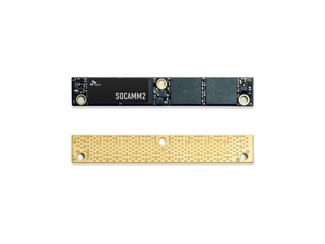 SK하이닉스가 10나노급 6세대(1c) LPDDR5X 저전력 D램 기반 차세대 메모리 모듈 규격인 쏘캠2(SOCAMM2) 192GB(기가바이트) 제품의 양산을 시작했다. (이미지 제공:SK하이닉스)