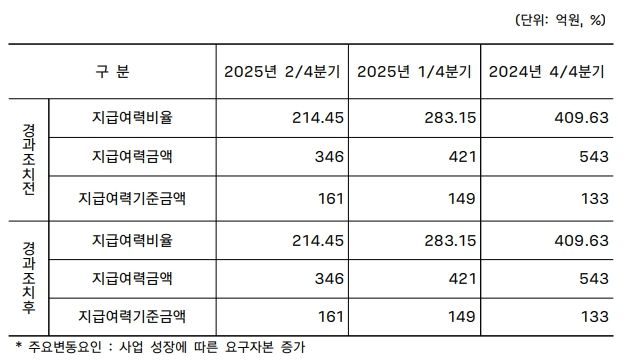 지급여력비율. [사진=카카오페이손해보험 제공]&nbsp;