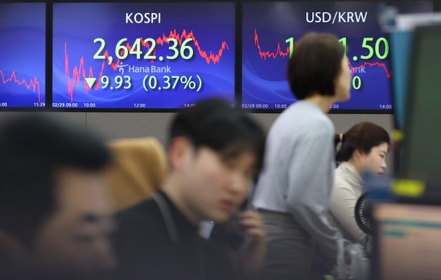 코스피 다시 2,640선대로 마감<YONHAP NO-4475>