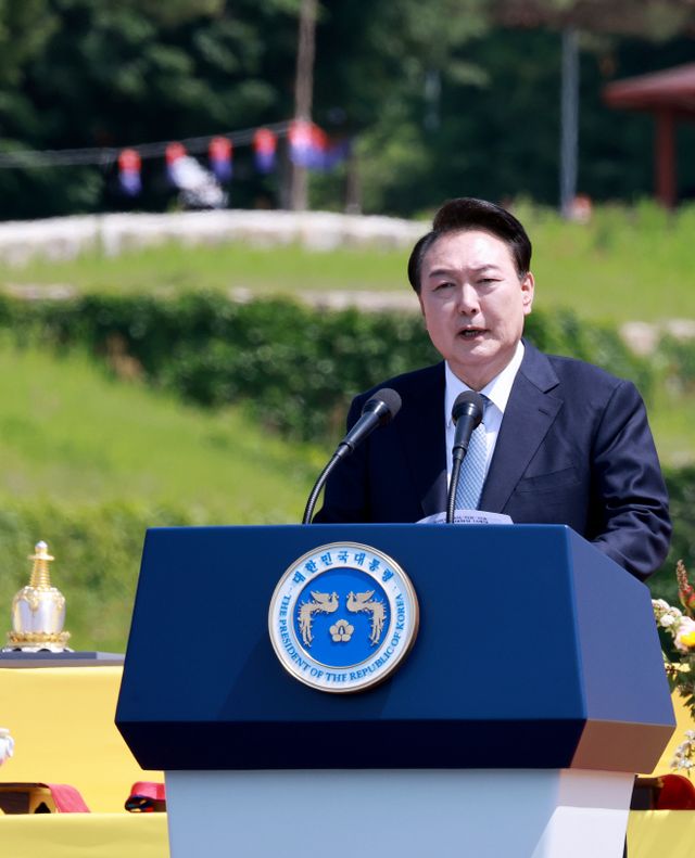 회암사 사리 이운 기념행사, 축사하는 윤석열 대통령