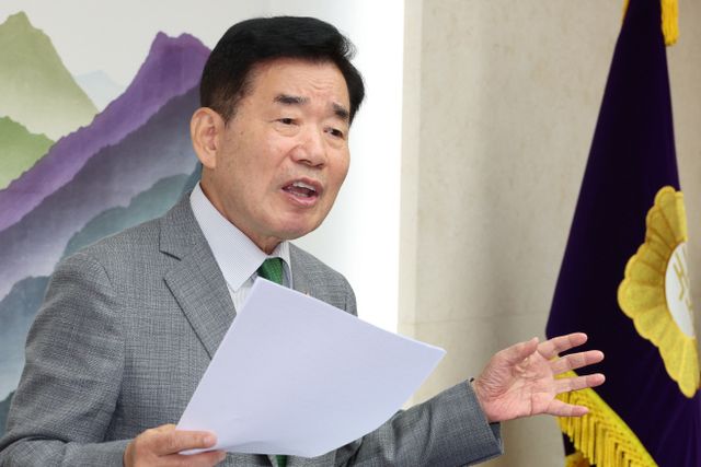 연금개혁 관련 김진표 국회의장 기자간담회<YONHAP NO-4340>