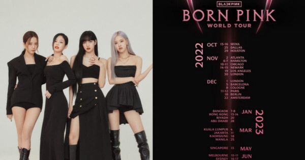 블랙핑크가 2022~2023 월드 투어 일정을 9일 공개했다. YG엔터테인먼트 제공