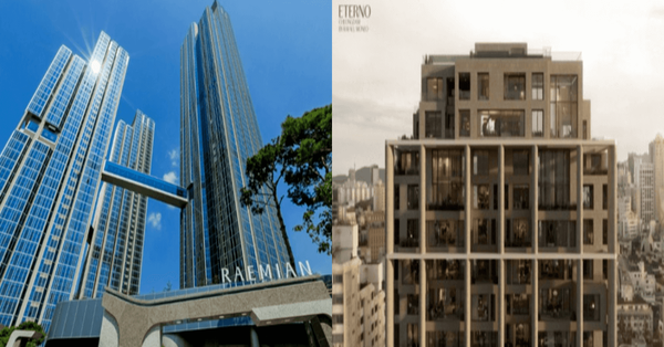 왼쪽 래미안첼리투스, 오른쪽 청담 에테르노