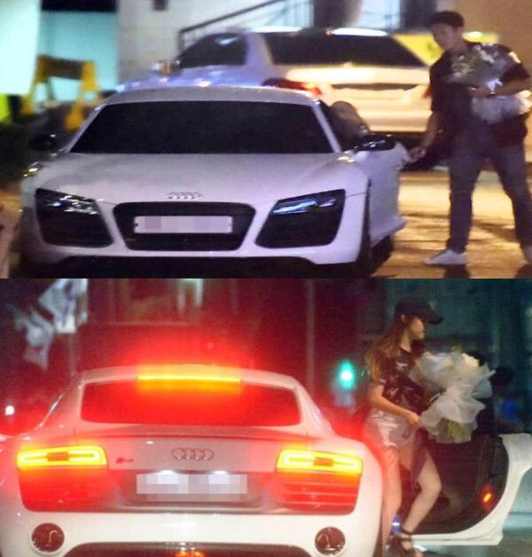 사진=디스패치 (손흥민과 걸스데이 민아가 차량에서 하차하는 모습)
