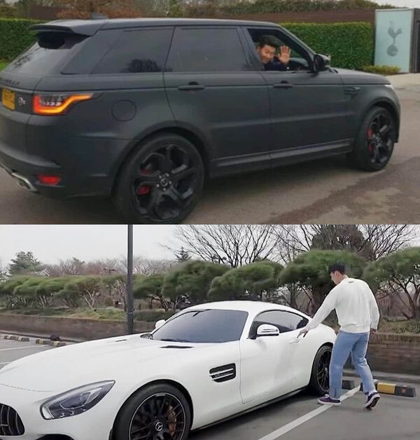 사진=포토뉴스 (손흥민의 레인지로버 스포츠와 벤츠 AMG GT차량)
