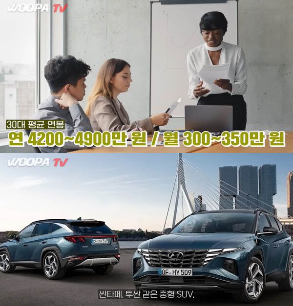 사진=유튜브 채널 '우파푸른하늘Woopa TV' (유투버 우파가 연령별 차량을 추천하고 있다)