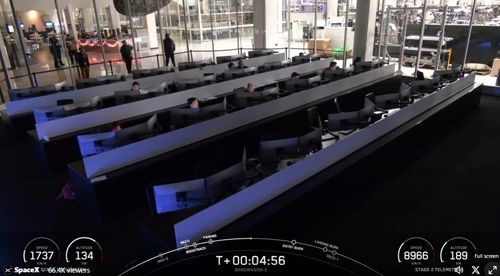 21일 오후 8시 34분(한국시간)에 미국 캘리포니아 소재 밴덴버그 우주군 기지에서 우리 군 정찰위성 3호기를 탑재한 미국 스페이스Ⅹ사의 우주발사체 '팰컨9'가 발사됐다. 발사 후 밴덴버그 우주군 기지 관제실 모습. 2024.12.21 [스페이스Ⅹ 홈페이지 캡처, 재판매 및 DB 금지] / 사진 = 연합뉴스