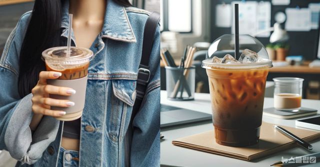 커피 테이크아웃한 모습/아이스 아메리카노