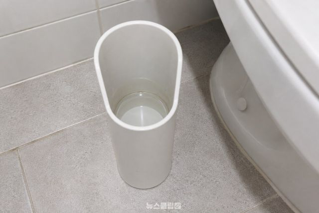 변기솔을 꺼낸 뒤 빈 받침대 통 바닥에 남은 얕은 물이 보이는 모습. / 기사 이해를 돕기 위한 생성형 이미지