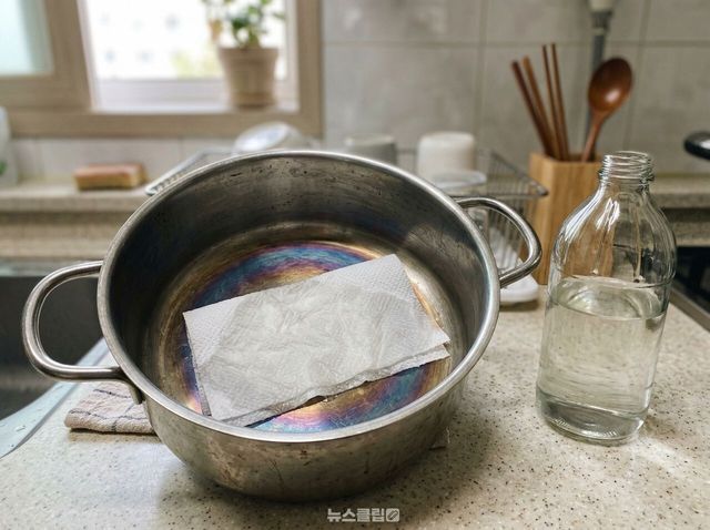 스테인리스 냄비 무지개 얼룩 / 사진=뉴스클립