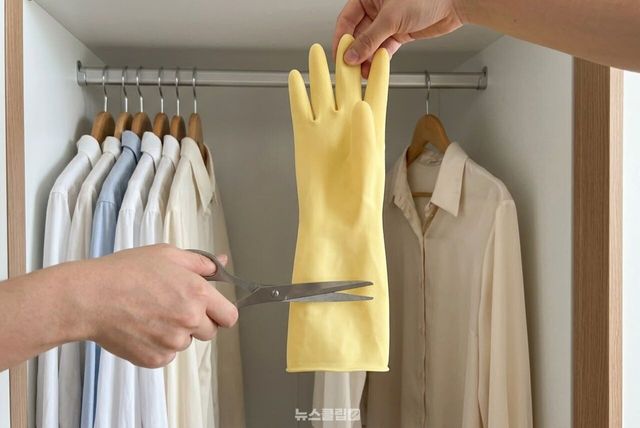 고무장갑 옷걸이 재활용 / 기사 이해를 돕기 위한 AI 이미지