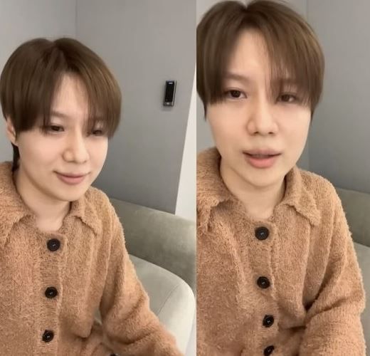 샤이니 태민 인스타그램 라이브 방송장면 캡처 / 통통해진 얼굴의 태민 모습