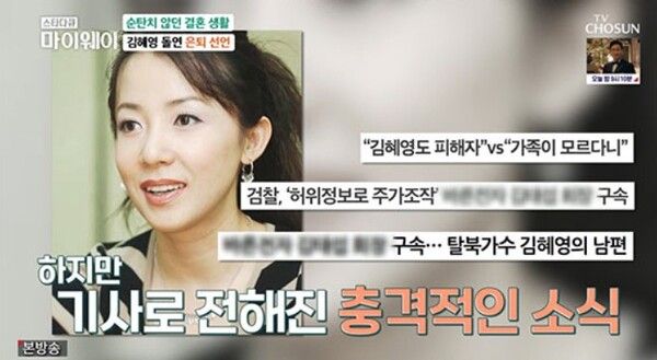 탈북 가수 김혜영 이혼 사유 / 사진=TV조선
