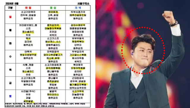 김호중 식단 특식