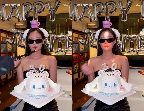 제니 생일케이크 촛불 영상 실내흡연 논란 / 사진=제니 인스타그램
