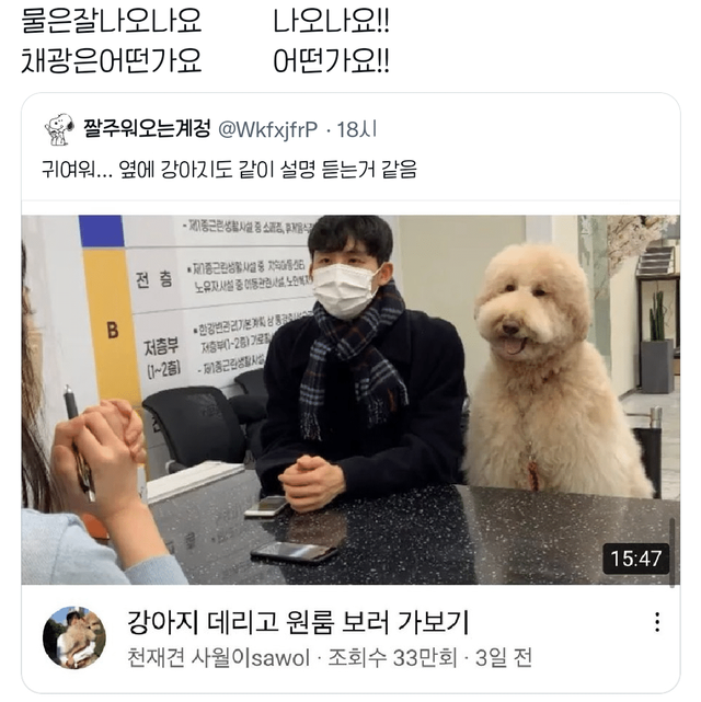 👤:물은 잘 나오나요!! ⠀⠀🐶: 나오나요!!!⠀⠀⠀⠀⠀⠀⠀⠀⠀⠀⠀⠀