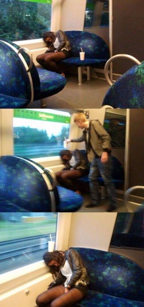 기차에서 잠든 여자에게 어떤 남자가 몰래