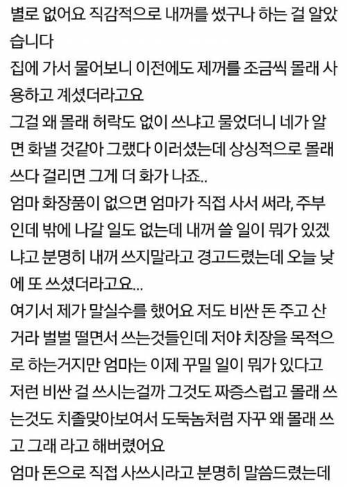 엄마가 제 화장품을 몰래 씁니다.jpg