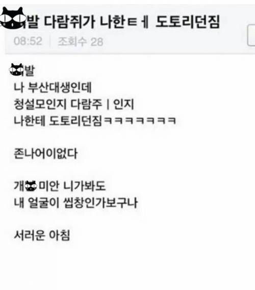 다람쥐한테 도토리맞음