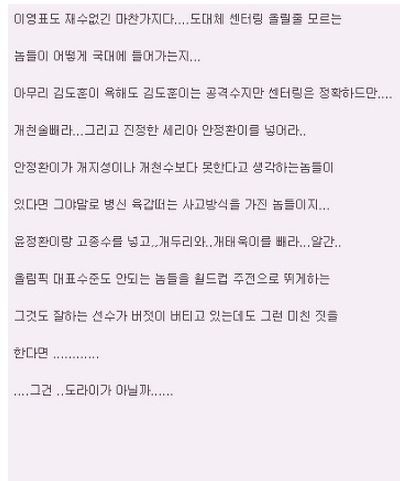 2002년 두달전 축구 커뮤니티에 올라온 글