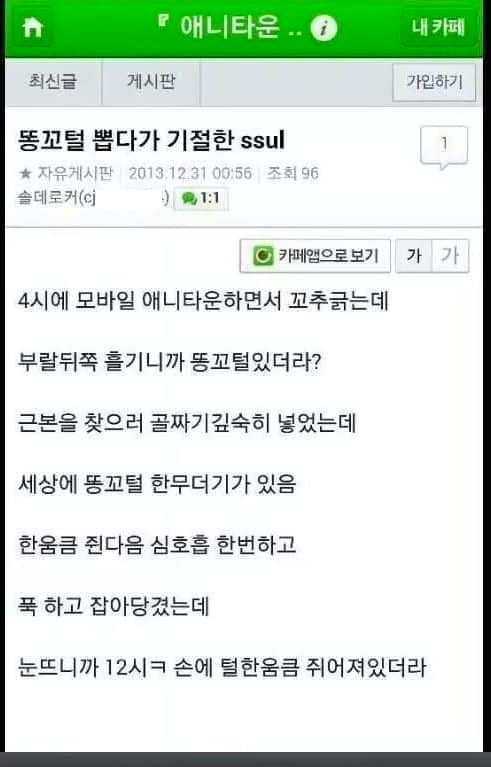 털 뽑다 기절한썰
