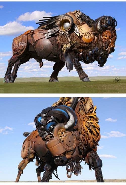 동물 모양의 메탈 조형물