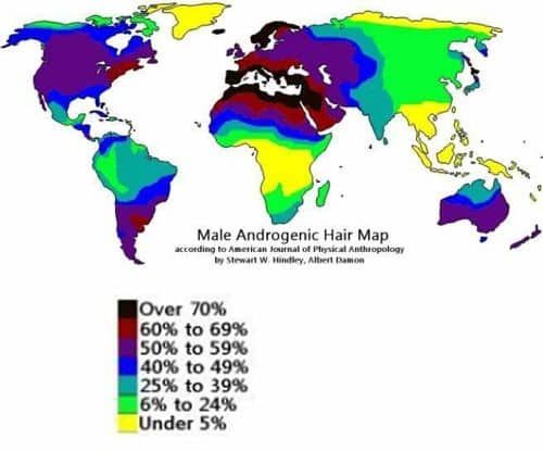 전세계에서 어느지역이 몸에 털이 많을까